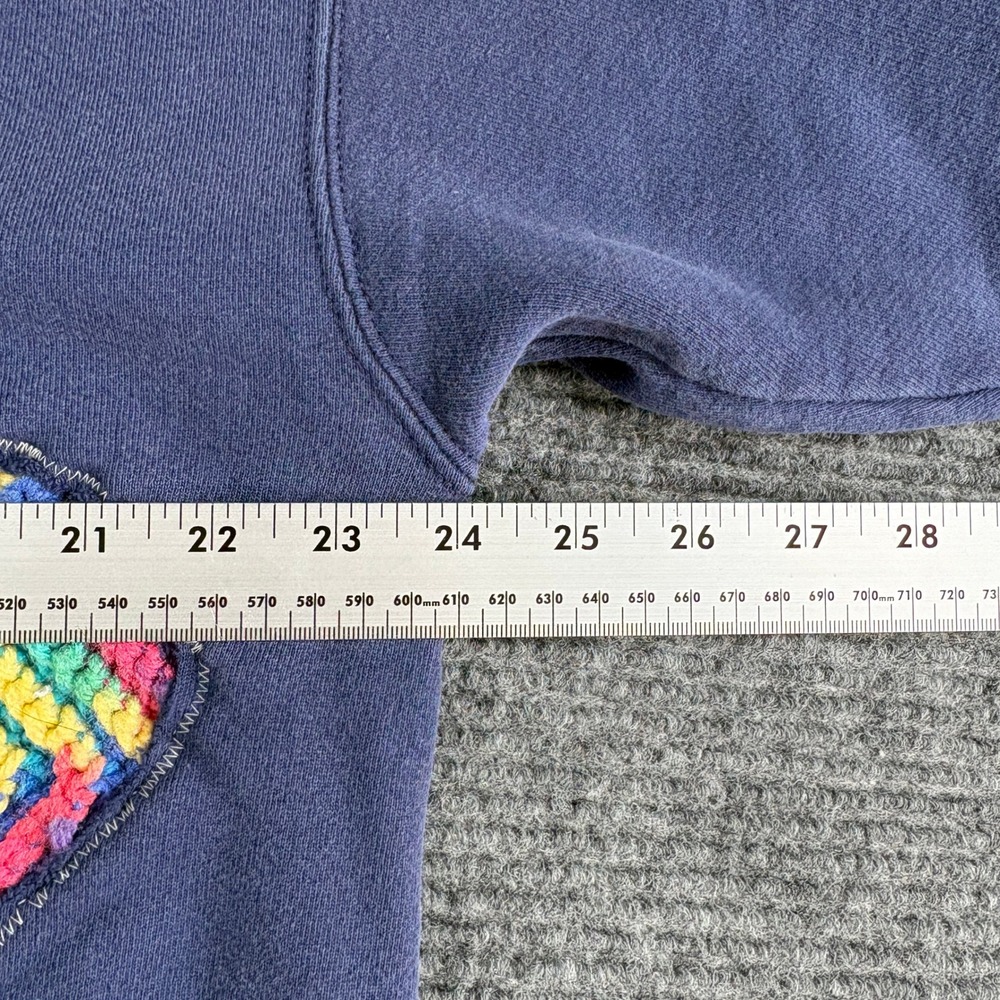 Nike Vintage Crewneck Sweatshirt Navy Blue Rainbow Crochet Patch Mens XL 3211 - Picture 4 of 6